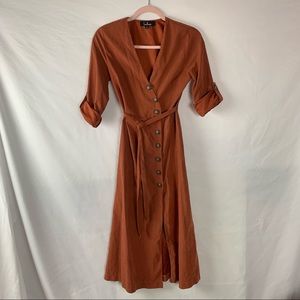 SUEDE RUST MIDI DRESS
